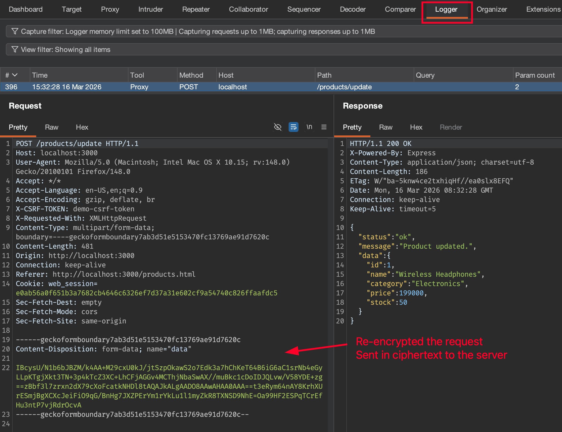 Verifikasi tab Logger