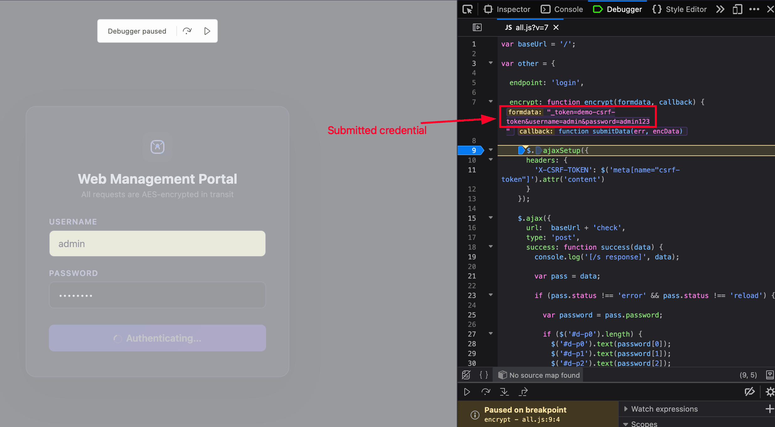 Breakpoint pada baris 9