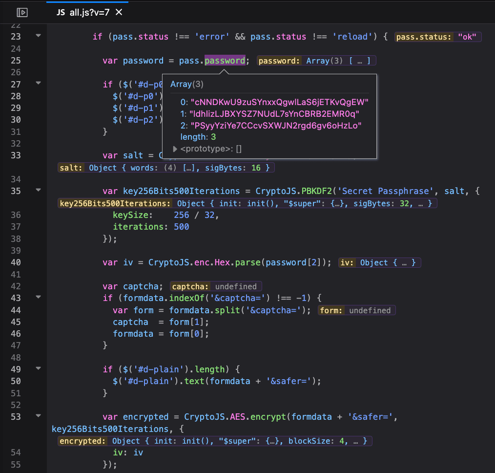 Breakpoint pada baris 69